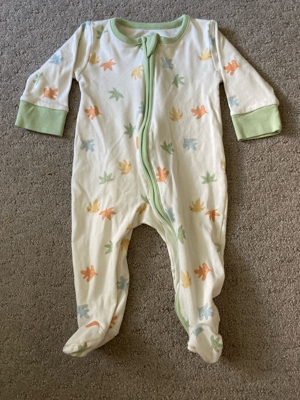 Kissy Love leaf-print pima cotton footie pajamas, 3-6M